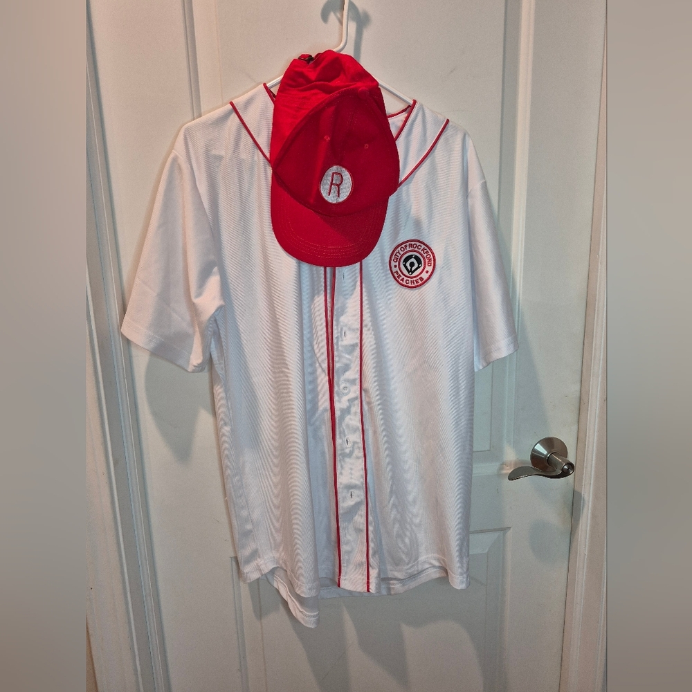 Men's League Of Their Own Rockford Peaches Jersey & Hat Costume Halloween